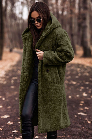 Damen Teddy Mantel Offen | Lang