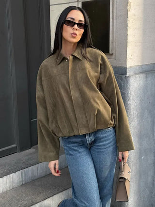 Damen Übergangsjacke Mit Kragen & Zip | Kurz