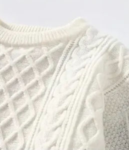 Damen Zopfmuster Strickpullover Mit Rundhals & Warm