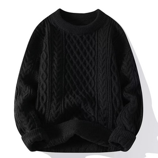 Damen Zopfmuster Strickpullover Mit Rundhals & Warm