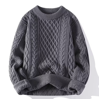 Damen Zopfmuster Strickpullover Mit Rundhals & Warm