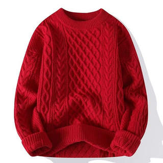 Damen Zopfmuster Strickpullover Mit Rundhals & Warm