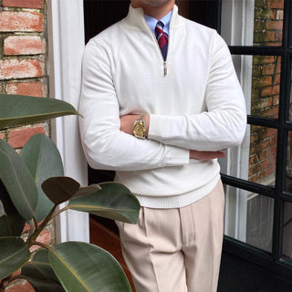 Felix – Herren Strickpullover mit Reißverschlusskragen und Rippstrick – Ideal für Business und Casual-Looks