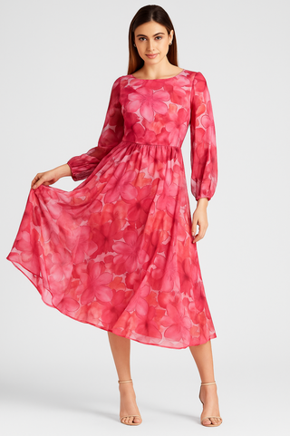 Flora | Damen festliche hochzeitsgast Kleid | Midi