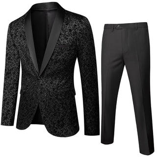 Herren Anzug Jacquard Mit Satinrevers & Hose