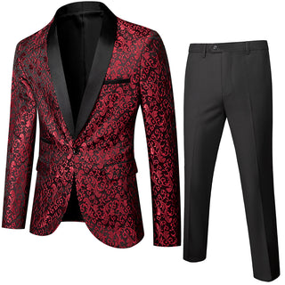 Herren Anzug Jacquard Mit Satinrevers & Hose