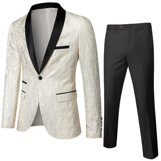 Herren Anzug Jacquard Mit Satinrevers & Hose