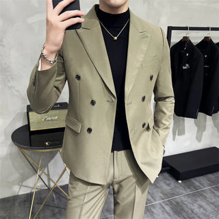 Herren Anzug Slim Fit Mit Doppelreiher Sakko