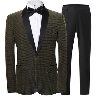 Herren Anzug Slim Fit Mit Glanz-Muster & Satin
