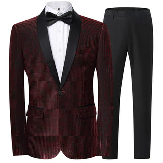 Herren Anzug Slim Fit Mit Glanz-Muster & Satin