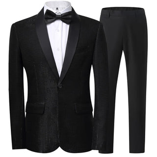 Herren Anzug Slim Fit Mit Glanz-Muster & Satin