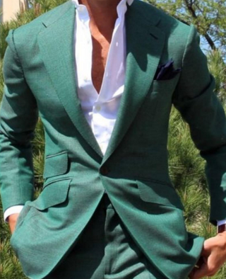 Herren Anzug Slim Fit Mit Revers & Einstecktuch
