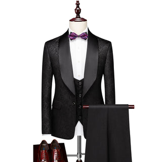 Herren Anzug Slim Fit Mit Weste Satinrevers
