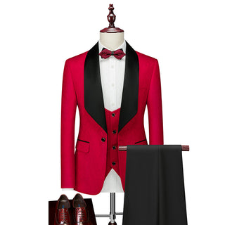 Herren Anzug Slim Fit Mit Weste Satinrevers