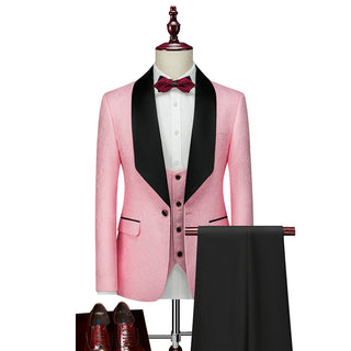 Herren Anzug Slim Fit Mit Weste Satinrevers