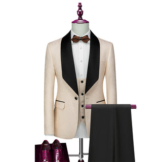 Herren Anzug Slim Fit Mit Weste Satinrevers