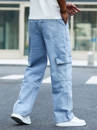 Herren Baggy Jeans Mit Cargo & Nähten