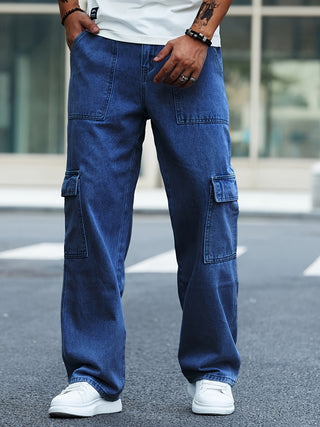 Herren Baggy Jeans Mit Cargo & Nähten