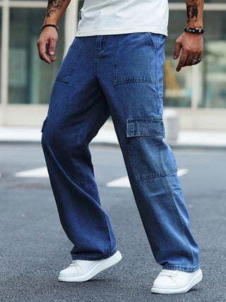Herren Baggy Jeans Mit Cargo & Nähten