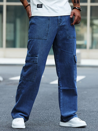 Herren Baggy Jeans Mit Cargo & Nähten