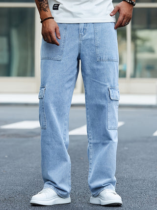 Herren Baggy Jeans Mit Cargo & Nähten