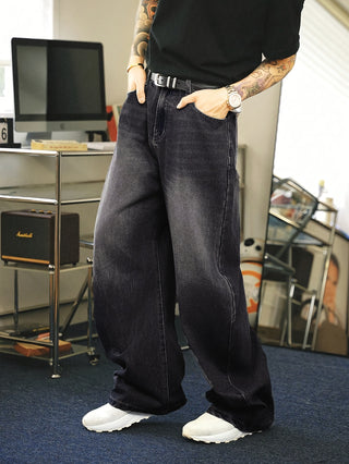 Herren Baggy Jeans Mit Faded Denim & Weit