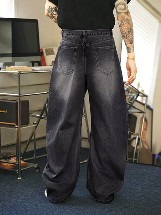 Herren Baggy Jeans Mit Faded Denim & Weit
