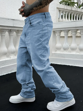 Herren Baggy Jeans Mit Verwashung & Weit