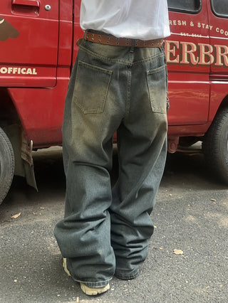 Herren Baggy Jeans Mit Vintage-Wash & Weit