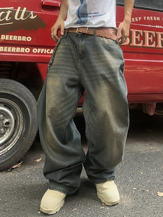 Herren Baggy Jeans Mit Vintage-Wash & Weit