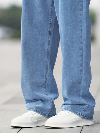 Herren Baggy Jeans aus Glattem Denim in Hellblau