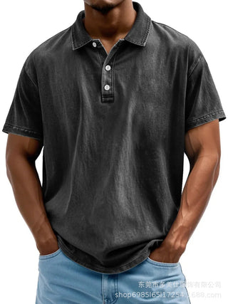 Josiah | Kurzärmeliges Flanell-Poloshirt für Herren im Sommer