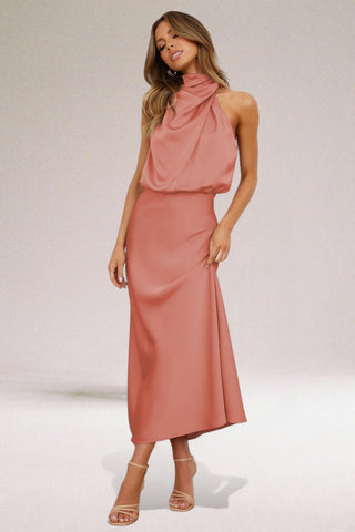 Lea | Damen Satin Abendkleid | Midi