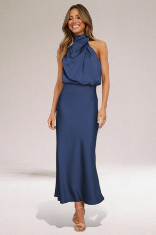 Lea | Damen Satin Abendkleid | Midi