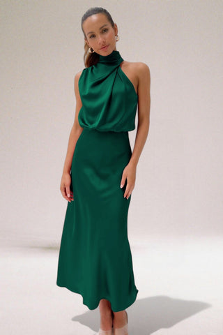Lea | Damen Satin Abendkleid | Midi