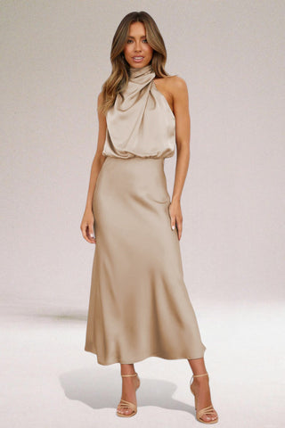 Lea | Damen Satin Abendkleid | Midi