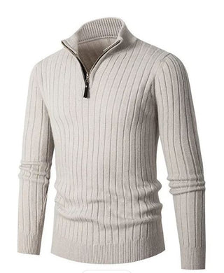 Leon – Herren Strickpullover mit Reißverschlusskragen und Rippstrick-Design – Ideal für Casual und Business-Looks