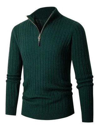 Leon – Herren Strickpullover mit Reißverschlusskragen und Rippstrick-Design – Ideal für Casual und Business-Looks