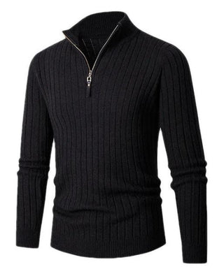 Leon – Herren Strickpullover mit Reißverschlusskragen und Rippstrick-Design – Ideal für Casual und Business-Looks