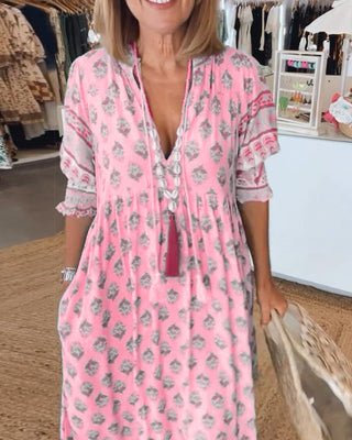 Lucia | Damen Sommer Tunika Strandkleid | Midikleid