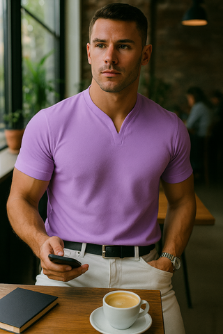 Lukas – Herren Henley Shirt mit Stehkragen und Kurzarm – Ideal für Casual und Business-Looks