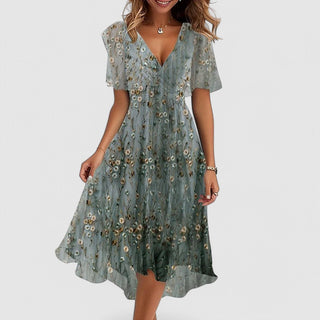Melina | Damen Hochzeitsgast Wickelkleid | Midi