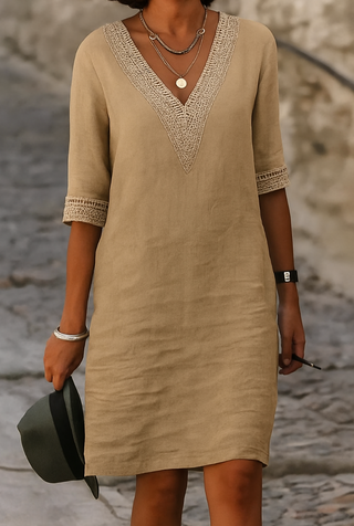 Nadia | Damen Sommer Luftiges Kleid mit Stickerei