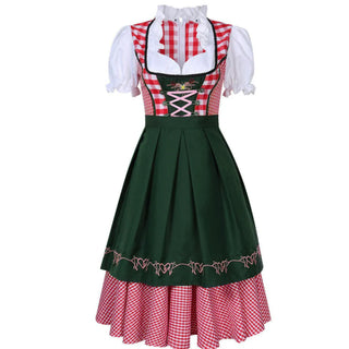 Oktoberfest Damen Dirndl Kleid Mit Karomuster Und Rüschenkragen | 2025