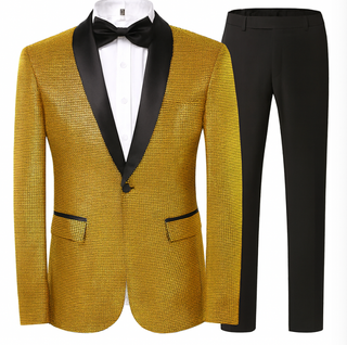 Herren Anzug Slim Fit Mit Glanz-Muster & Satin