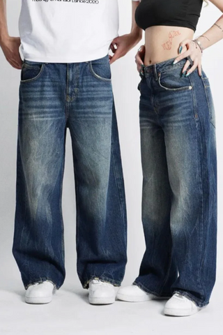 Unisex Baggy Jeans mit Waschung und Taschen