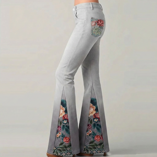 Damen Hose Mit Blumenmuster-Einsatz | Palazzo